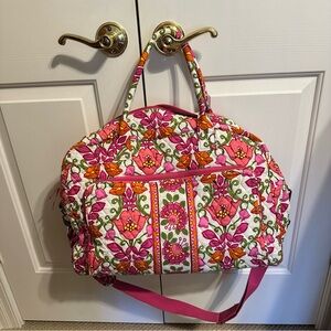 NWOT Vera Bradley Floral Pink and Orange Duffel Weekender Sleepover Bag